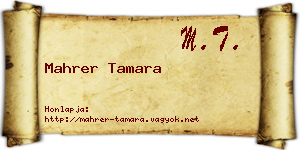 Mahrer Tamara névjegykártya